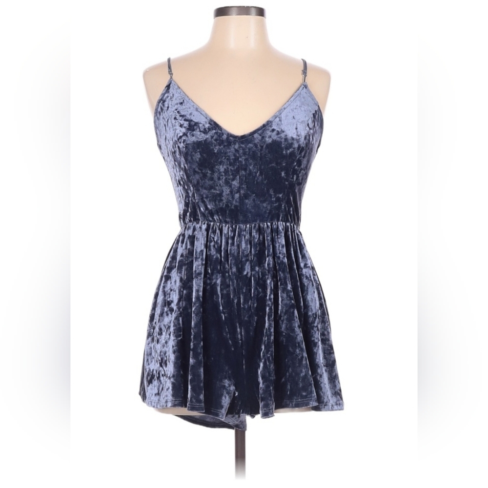 La Hearts Blue Velvet Romper